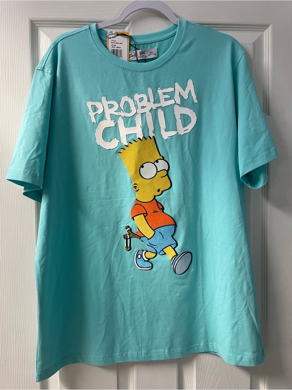 Bart Simpsons Problem Child T-Shirt. TM 20th Fox. Heat Pressed Textured Mens 2XL